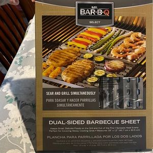 Mr. Bar-B-Q Re-Usable BBQ Sheet, Dual-Sided Stainless Steel  NWT